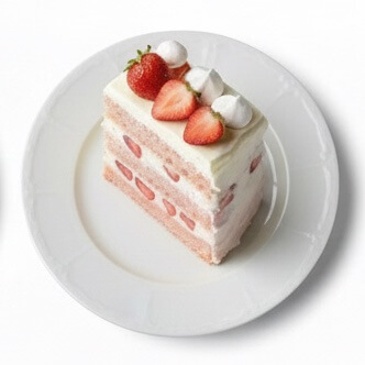 Perinteinen mansikkahääkakku kermavaahdolla ja tuoreilla mansikoilla